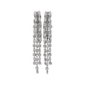 Copper Rhinestone Geometric Long Tassel Drop Earrings With Silver Pins For Bridal Luxe Style view 5