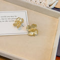 Elegant Vintage Gold Tone Alloy Textured Flower Stud Earrings For Women, Luxury Floral Statement Earrings view 4