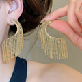 Geometric Twisted Metal Tassel Drop Earrings With Silver Pins, Statement Niche Fashion Jewelry view 4