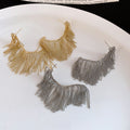Geometric Twisted Metal Tassel Drop Earrings With Silver Pins, Statement Niche Fashion Jewelry view 3