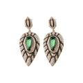 Vintage Copper Teardrop Stud Earrings With Zircon Leaf Design, Palace Style Light Luxury view 5