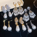 Light Luxury Sparkling Zircon Heart Faux Pearl Drop Earrings For Elegant Women view 3