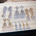 Light Luxury Sparkling Zircon Heart Faux Pearl Drop Earrings For Elegant Women view 1