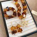Vintage Maillard Style Acrylic Square Bracelet Necklace Stud Earring Jewelry Set view 4