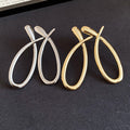 Minimalist Alloy Teardrop Stud Earrings With Silver Pins, Smooth Cross Hollow Light Luxury Style view 2