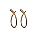 Minimalist Alloy Teardrop Stud Earrings With Silver Pins, Smooth Cross Hollow Light Luxury Style view 5