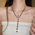 2026 Vintage Alloy Rose Flower Y Necklace For Women, Old Money Light Luxury Collarbone Jewelry view 3