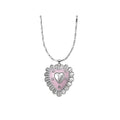 Fairy Princess Alloy Heart Necklace With Zircon Enamel Cat Eye Stone Pendant view 5