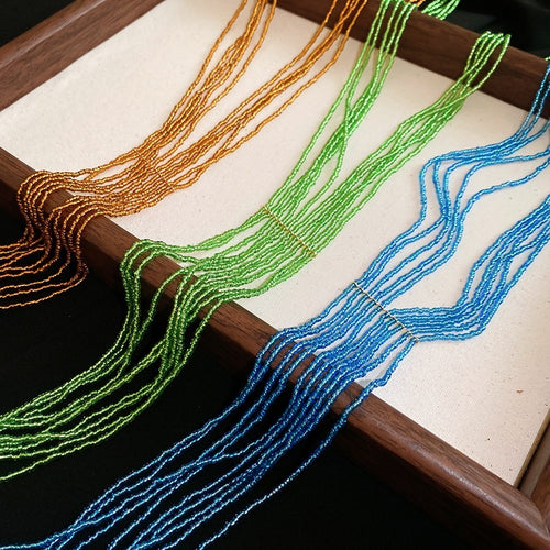 Ethnic Style Multi Layer Glass Rice Bead Tassel Sweater Necklace For Women