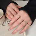 Light Luxury Alloy Jewelry Set With Rhinestone Heart Star Moon Teardrop Geometric Rings view 2