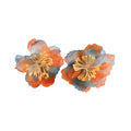 Chiffon Flower Drop Earrings With Silver Pin, Fresh Sweet Vacation Style Floral Pendant Jewelry view 5