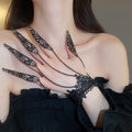 Gothic Iron Metal Chain Finger Bracelet With Cone Tassel Nail Hand Chain For Women view 3