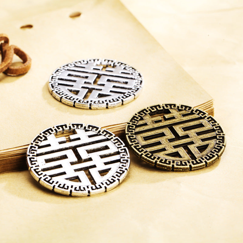 Double Happiness Alloy Tassel Charm Pendant
