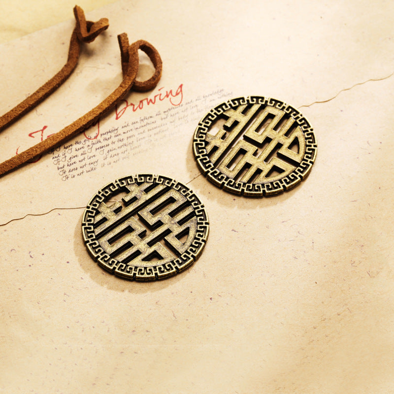 Double Happiness Alloy Tassel Charm Pendant
