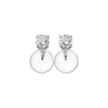 Clear Ice Ball Resin Round Stud Earrings With Silver Pins And Crystal Accents Minimalist Modern Jewelry view 5