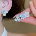 Light Luxury Floral Crystal Zircon Stud Earrings With Silver Posts For Fresh Summer OL Style view 1