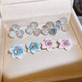 Light Luxury Floral Crystal Zircon Stud Earrings With Silver Posts For Fresh Summer OL Style view 4