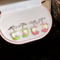 Copper Zircon Enamel Apple Stud Earrings Sweet Summer Dopamine Fruit Jewelry view 4
