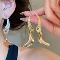 Alloy Geometric Twisted Stud Earrings With Silver Pins Minimalist Modern Metal Design view 1