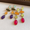 Silver Post Resin Oval Stud Earrings Sweet Jelly Summer Dopamine Vintage Geometric Style view 2