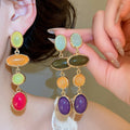 Silver Post Resin Oval Stud Earrings Sweet Jelly Summer Dopamine Vintage Geometric Style view 1