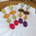Silver Post Resin Oval Stud Earrings Sweet Jelly Summer Dopamine Vintage Geometric Style view 4