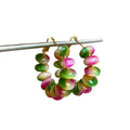 Rainbow Gradient Resin Round Beaded Hoop Earrings With Silver Posts Forest Style Geometric Jewelry view 5