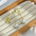 Elegant Luxury Micro Pave Rhinestone Flower Pearl Tassel Two Way Long Drop Alloy Statement Earrings view 3
