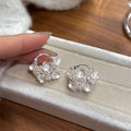 Korean Style Faux Pearl Rhinestone Flower Basket Stud Earrings For Women view 3