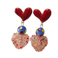 Sweet Cool Resin Heart Stud Earrings With Silver Posts, Summer Fashion Jewelry For Women view 5