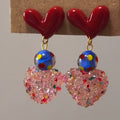 Sweet Cool Resin Heart Stud Earrings With Silver Posts, Summer Fashion Jewelry For Women view 2
