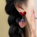 Sweet Cool Resin Heart Stud Earrings With Silver Posts, Summer Fashion Jewelry For Women view 1