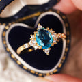 Snowflake Faux Sapphire Ocean Style Ring For Women Winter Romantic Zircon Inlaid Jewelry view 3
