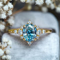 Snowflake Faux Sapphire Ocean Style Ring For Women Winter Romantic Zircon Inlaid Jewelry view 5