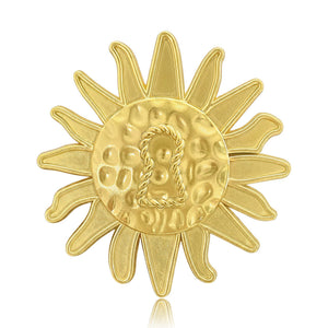 Alloy Matte Gold Sun Brooch For Suit And Coat Accessories