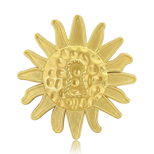 Alloy Matte Gold Sun Brooch For Suit And Coat Accessories