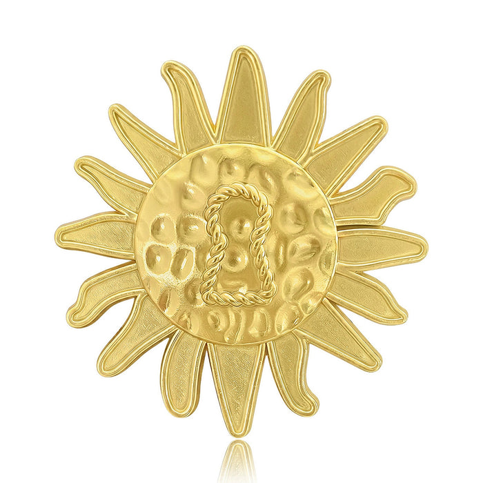 Alloy Matte Gold Sun Brooch For Suit And Coat Accessories