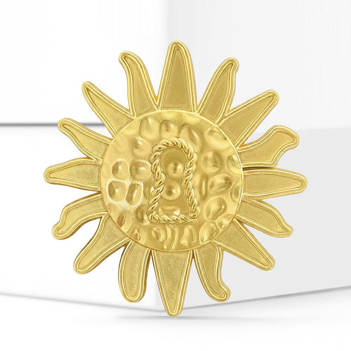 Alloy Matte Gold Sun Brooch For Suit And Coat Accessories