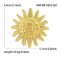 Alloy Matte Gold Sun Brooch For Suit And Coat Accessories view 5
