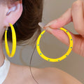 Minimalist Modern Iron Polka Dot Enamel Round Hoop Earrings With Silver Needle Posts view 3
