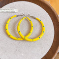 Minimalist Modern Iron Polka Dot Enamel Round Hoop Earrings With Silver Needle Posts view 4