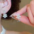 Silver Needle Rhinestone Butterfly Flower Pendant Drop Earrings For Women Light Luxury Jewelry view 4