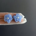 Sweet Floral Glass Pearl Flower Pendant Drop Earrings With Silver Needle Posts For Women view 2