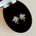 Silver Needle Zircon Star Tassel Drop Earrings Light Luxury Elegant Fashion Jewelry for Women view 3