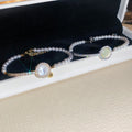 French Vintage Zircon Shell Round Faux Pearl Beaded Bracelet Elegant Geometric Jewelry view 4