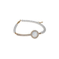 French Vintage Zircon Shell Round Faux Pearl Beaded Bracelet Elegant Geometric Jewelry view 5