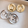 Minimalist Alloy Irregular Crumpled Round Stud Earrings With Silver Posts For Women view 4