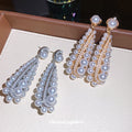 French Vintage Faux Pearl Teardrop Drop Earrings With Silver Pin Round Pendant Elegant Jewelry view 2