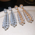French Vintage Faux Pearl Teardrop Drop Earrings With Silver Pin Round Pendant Elegant Jewelry view 4