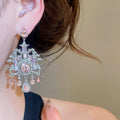 Vintage Palace Style Alloy Oval Waterdrop Rhinestone Stud Earrings With Silver Posts view 3